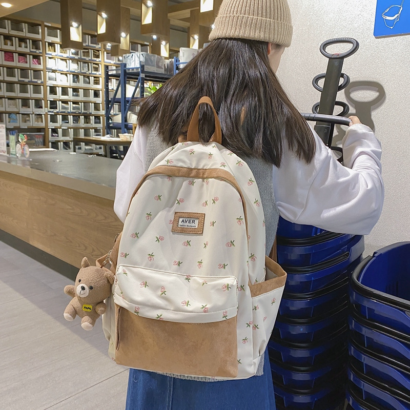 Female College Student Design Sense Instagram Style Backpack, Student Forest Series Large Capacity Spring Original Niche Backpack