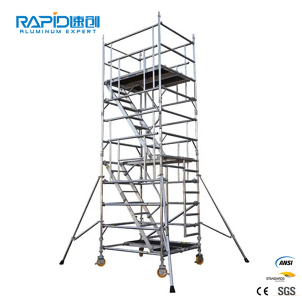 Aluminum Mobile Ringlock Tubular Frame Steps Scaffold Scaffolding System