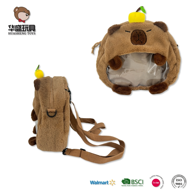 Cute Cartoon 40cm Capybara Plush Backpack Unisex Capibara School Bag with Anti-Theft Feature