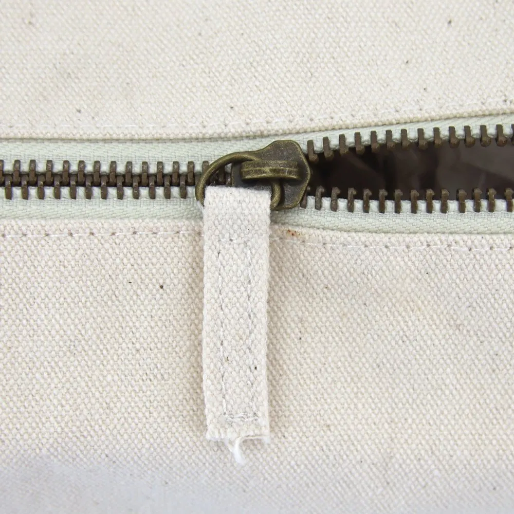 Eco Friendly Organic Cotton Canvas Natural Recycled RPET Linen Makeup Cosmetic Bag