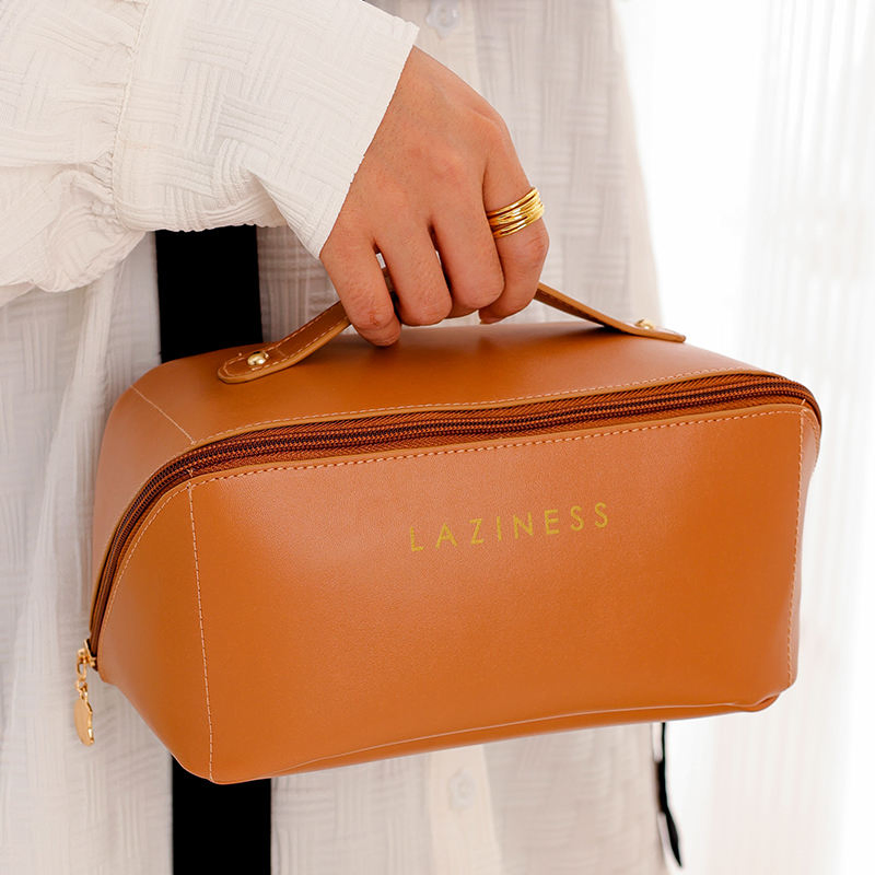 Custom Cosmetic Multifunctional Large Capacity Waterproof Elegant Wide Open Top Travel Zipper Wash Beauty Convenient Travel Portable Makeup Bag