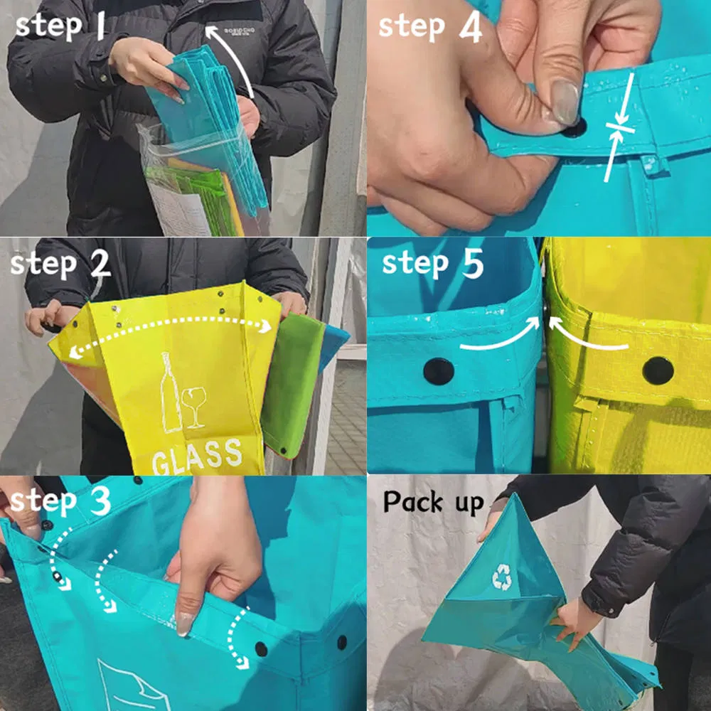 Custom Full Color Printing PP Woven Dustbin Reusable Waste Storage Bag Recycled Eco Friendly Carry Garbage Bag with Logo Printed