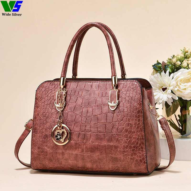Wide Silver Modern Style Ladies High Quality Fashion Handbag New Collection