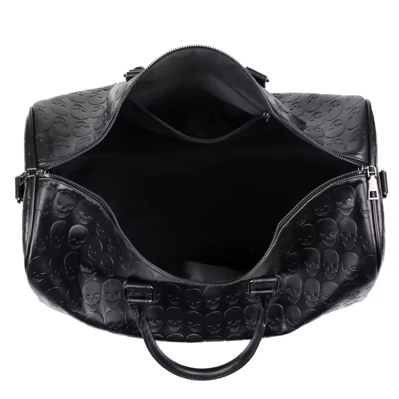 Large Capacity PU Leather Custom Style Luxury Designer Waterproof Fitness Bag Portable Embossed Printing Black Urban Simplicity Travel Bag