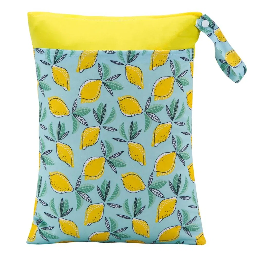 Waterproof Eco Friendly Baby Diaper Cartoon Print Wet Bag Zip Custom Recycled Wet and Dry Storage Bag