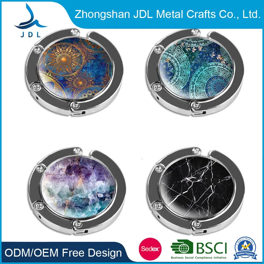 Custom Logo Design Portable Folding Bag Hanger Closet Organizer Holder Hook for Table/Wall/Closet/Door/Desk