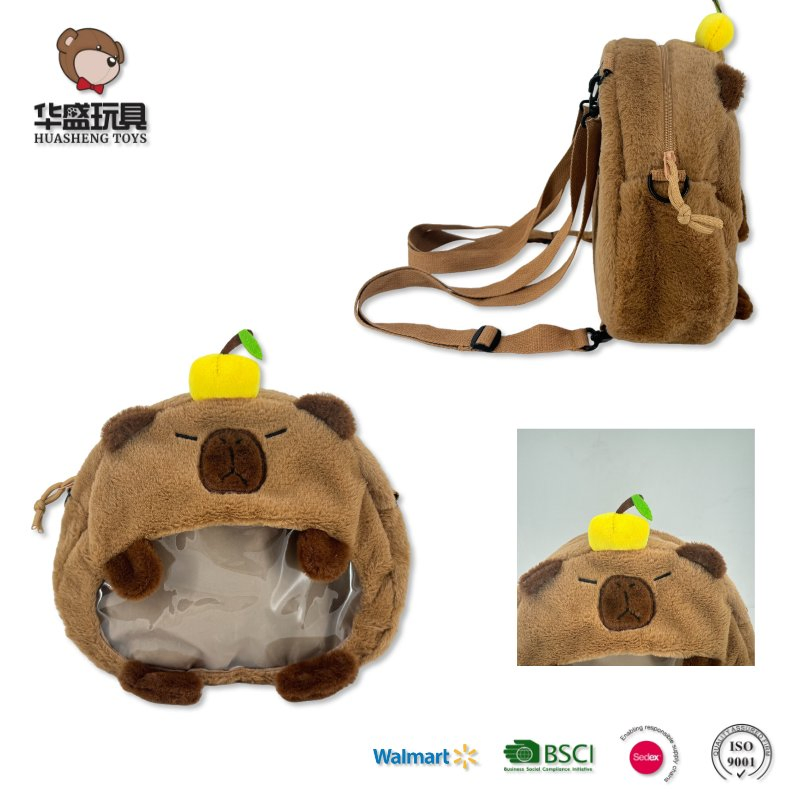 Cute Cartoon 40cm Capybara Plush Backpack Unisex Capibara School Bag with Anti-Theft Feature