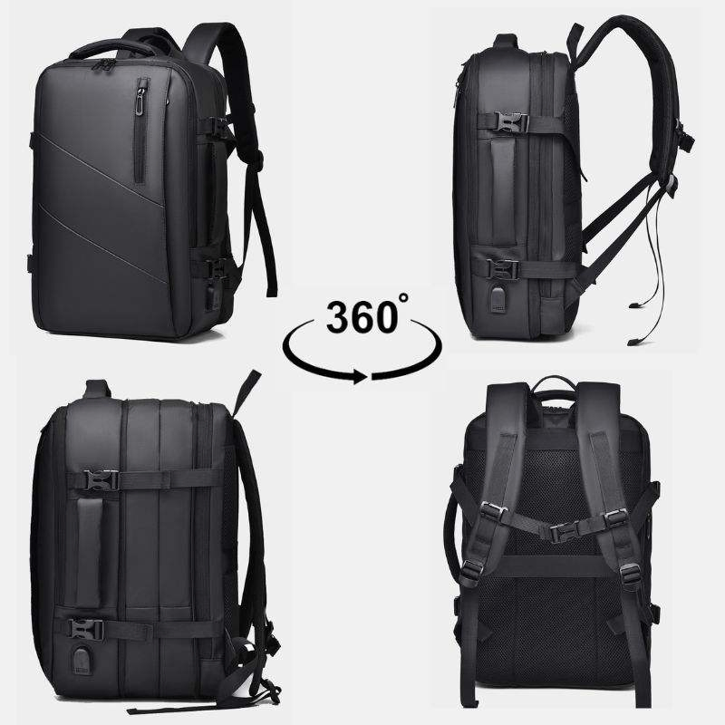 New England Style Lightweight Oxford Backpack, Casual Travel Commuter Laptop Bag with USB