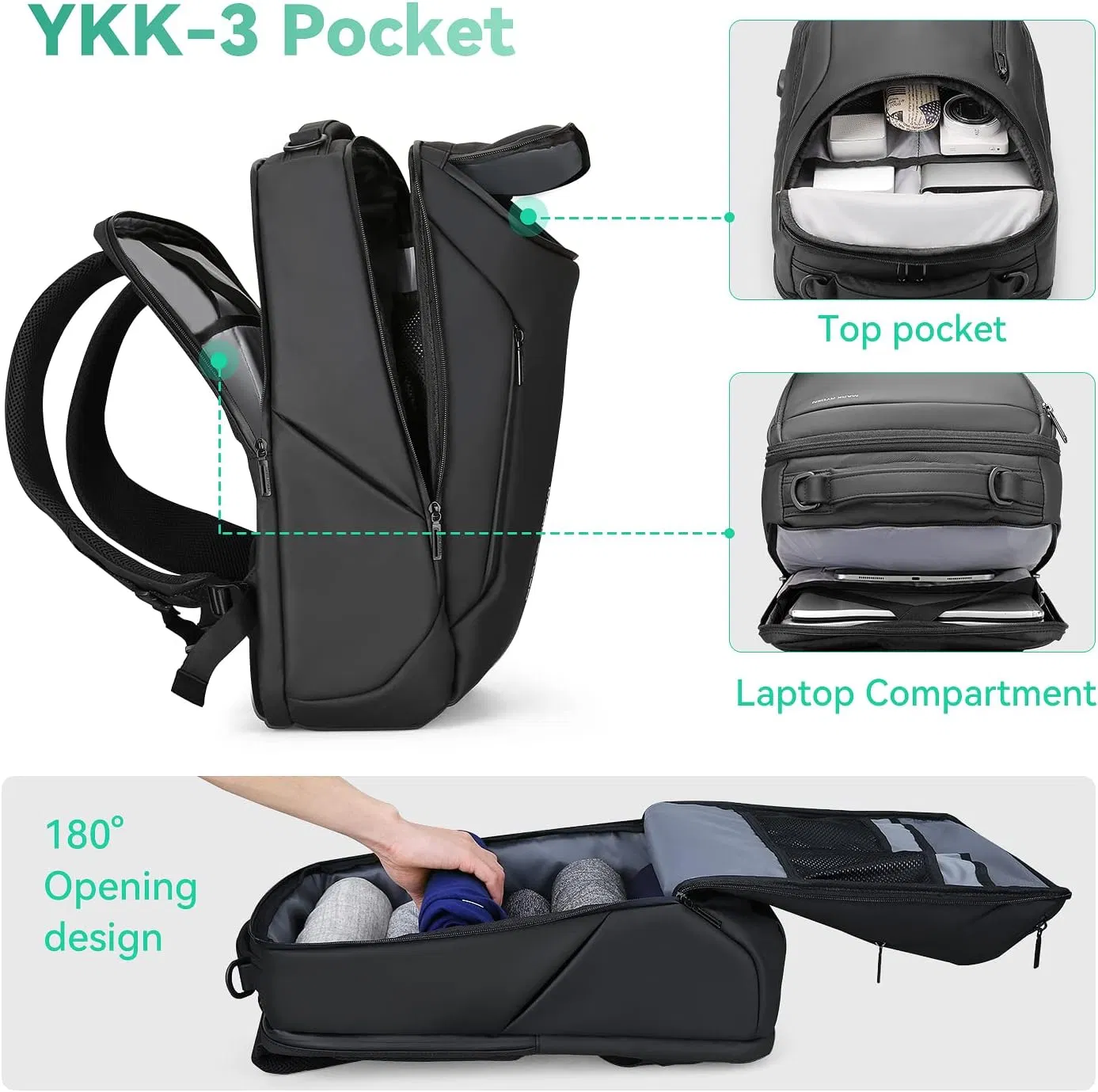 2025 Custom Business Waterproof Laptop Bags Travel USB Charging Men Smart Backpack