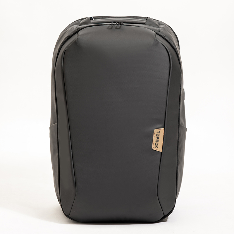 High Quality Black Leather Backpack Large Capacity Business Travel Bag Simple Laptop Backpack Durable Fabric Classic All-Match Series