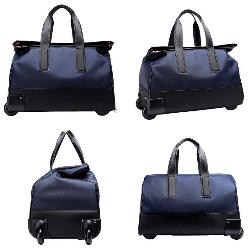 Outdoor Stylish Black Rolling Duffle Bag for Travel and Sports