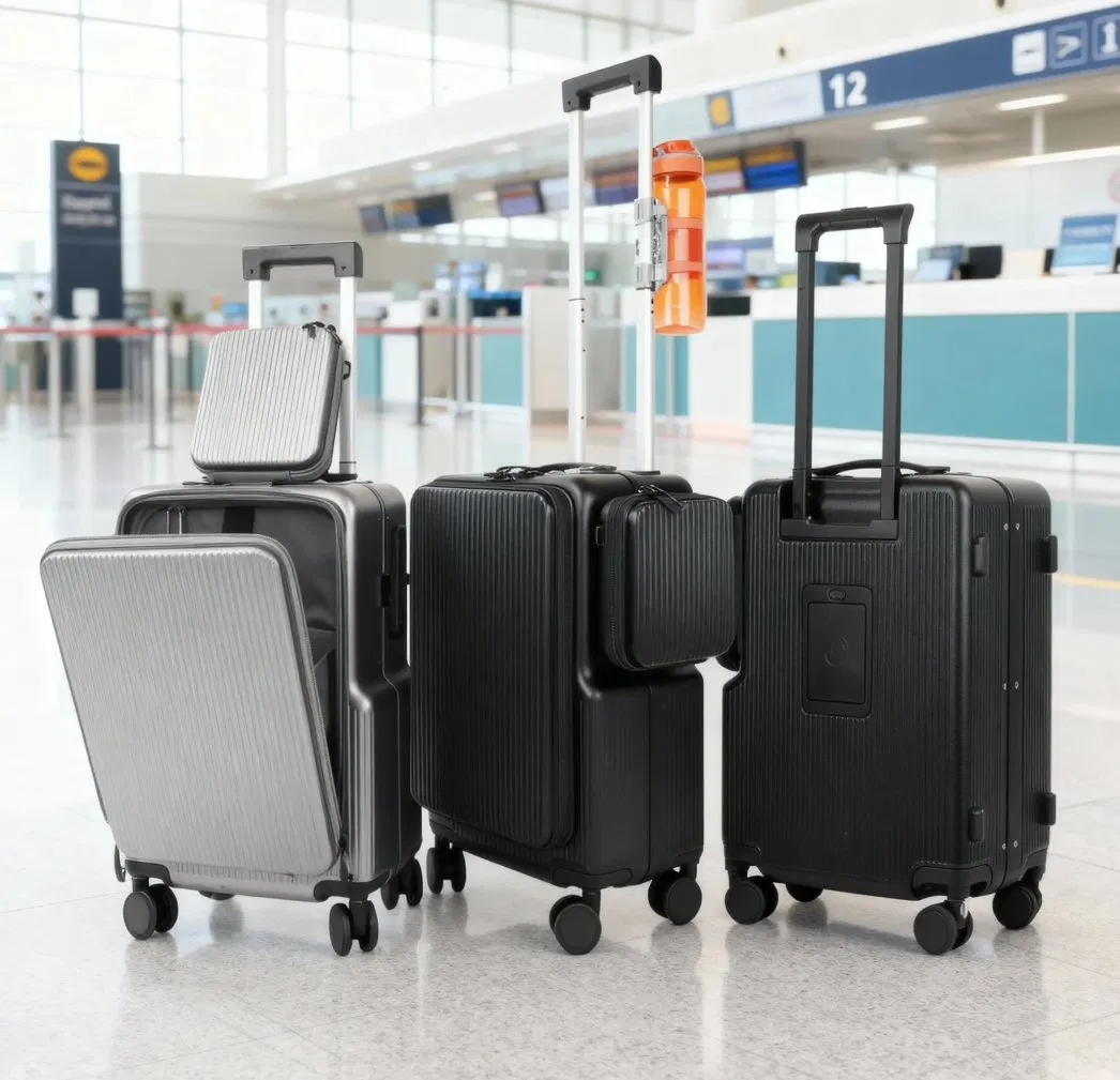 Advanced Biometric Security System with Built-in Weight Sensor Magnetic Quick-Release Side Pocket Interchangeable Wheels Durable Suitcase