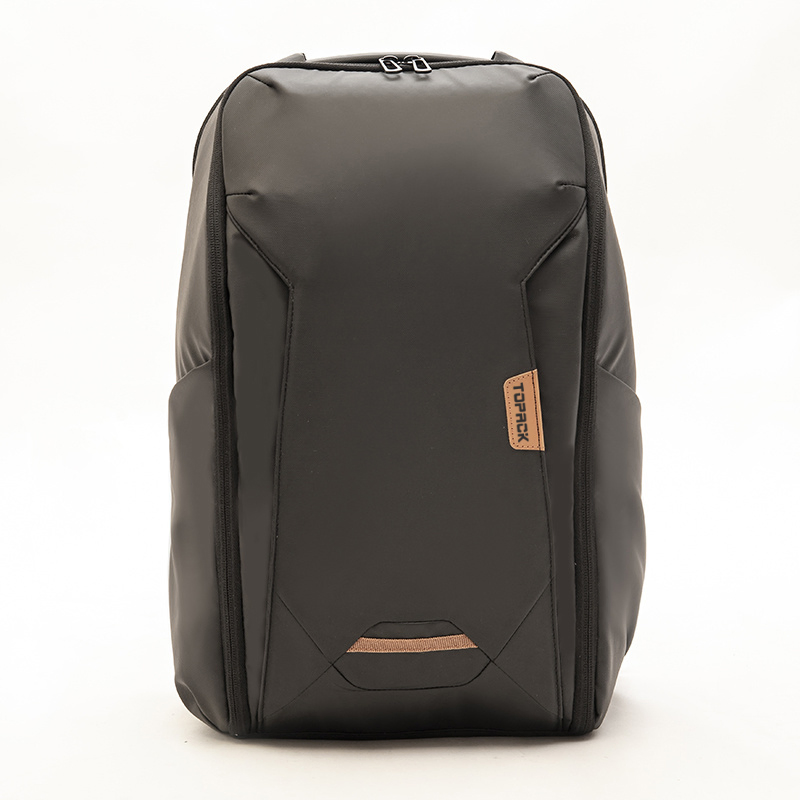 Black Leather Backpack Large Capacity Business Travel Bag Simple Laptop Backpack Durable Fabric Classic All-Match Series
