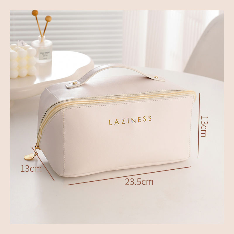 Custom Cosmetic Multifunctional Large Capacity Waterproof Elegant Wide Open Top Travel Zipper Wash Beauty Convenient Travel Portable Makeup Bag
