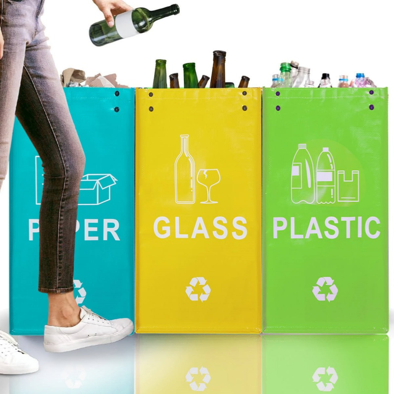 Custom Full Color Printing PP Woven Dustbin Reusable Waste Storage Bag Recycled Eco Friendly Carry Garbage Bag with Logo Printed