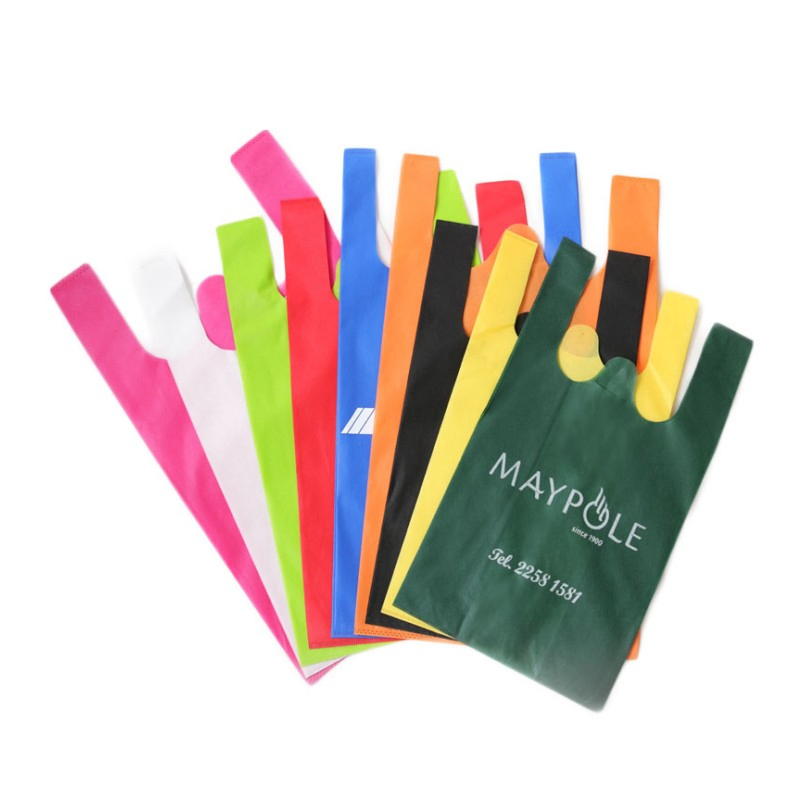 Screen Printed Eco-Friendly Recycled Reusable Non-Woven Tote Bag Grocery T-Shirt Shopping Bag