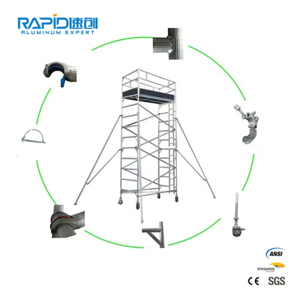 Aluminum Mobile Ringlock Scaffold Tubular Frame Steps Scaffolding System