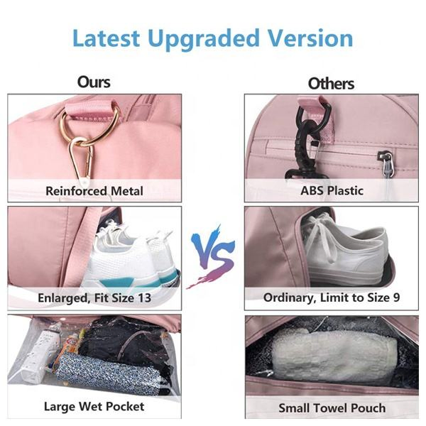 Fashion Promotion Custom Dry Wet Sport Duffel Holdall Training Yoga Travel Overnight Weekend Shoulder Tote Shopping Shoes Compartment Gym Bag