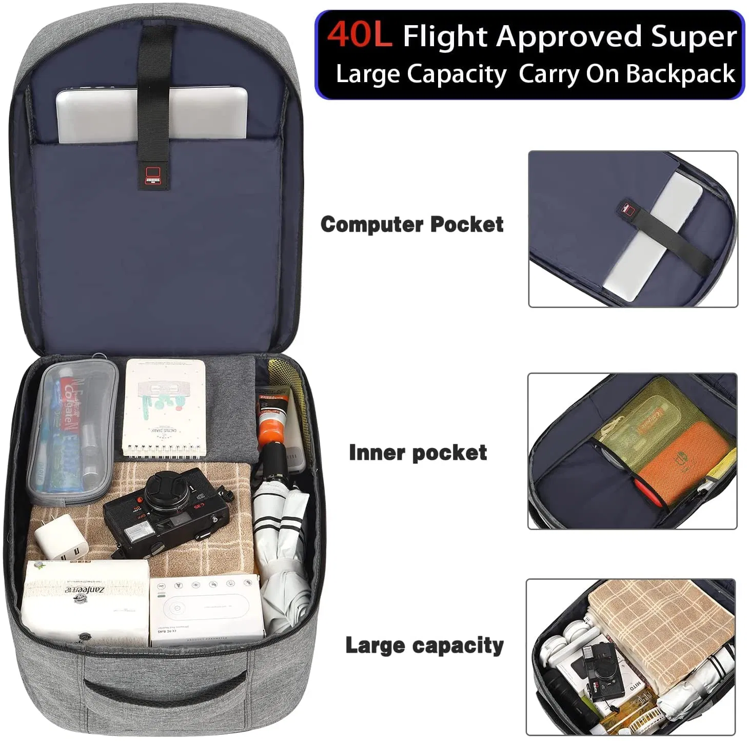 Business Anti Theft Laptops Backpack College School Computer Bag with USB Charging Port