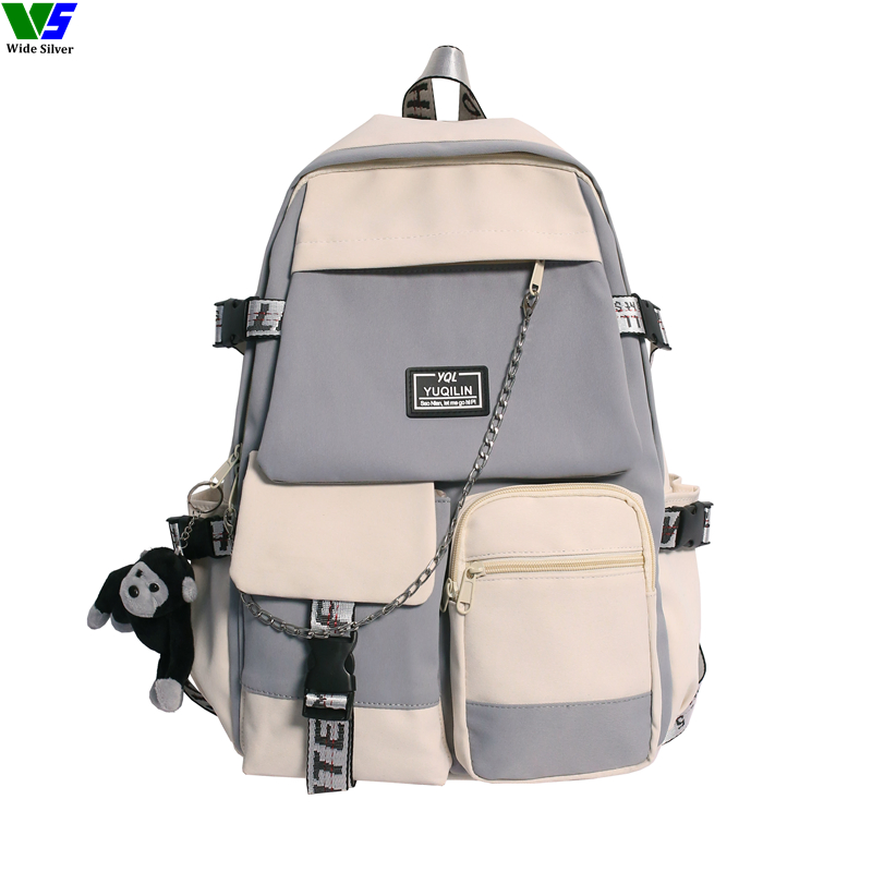 Wide Silver Special Counter Kids Backpacks with Cartoon Design Plush Toy 2024