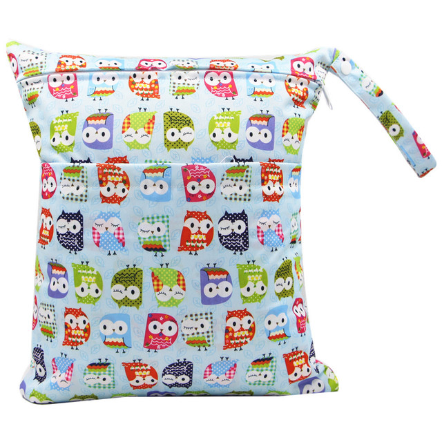 Waterproof Eco Friendly Baby Diaper Cartoon Print Wet Bag Zip Custom Recycled Wet and Dry Storage Bag