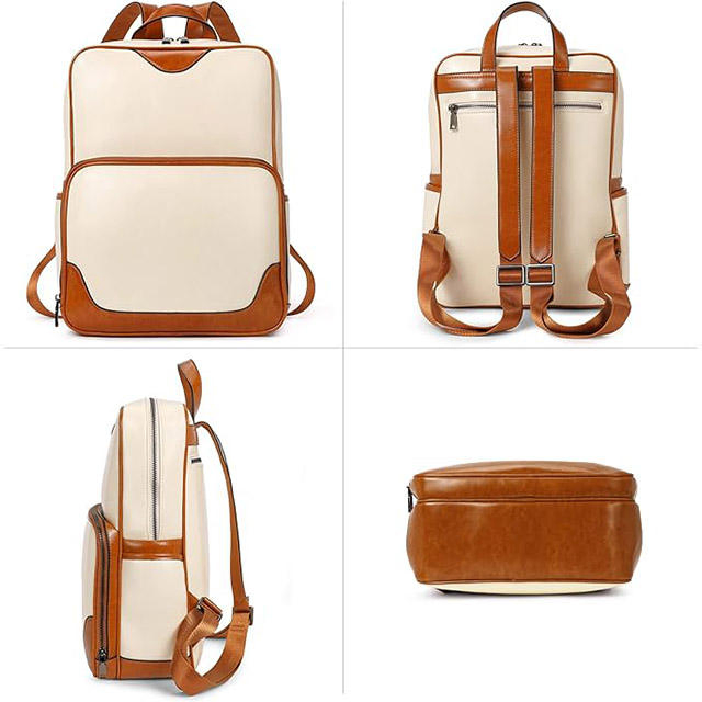 Luxury Anti Theft PU Leather Convertible Backpack Women School Laptop Custom OEM