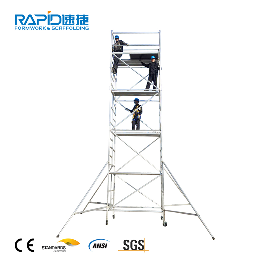 Aluminum Tubular Scaffold Ringlock Frame Steps Mobile Scaffolding System