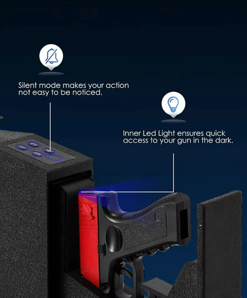 Biometric Gun Safe for Heavy Duties with Fingerprint Keypad Key Quick Access by Desk Nightstand Wall Cabinet Silent Mode