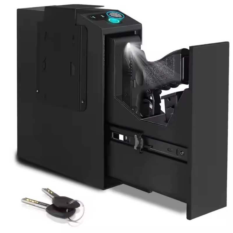 Safe Wall-Mounted Fingerprint Steel Car Portable Secure Gun Safes Locking Box for Pistols Keys Safes
