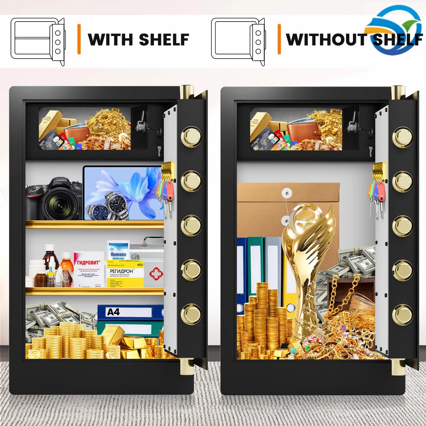 Sophisticated Electronic Digital Keypad Luxury Home Safe with Biometric Technology