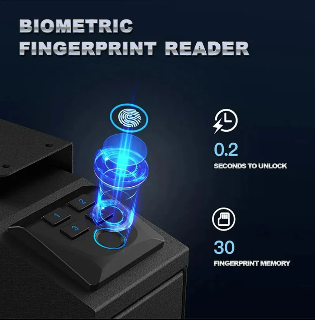 Biometric Slider Handgun Gun Safe for Nightstand, Desk, Bed Side, Auto Sliding Door for Car with Fingerprint, Pin Code, Key