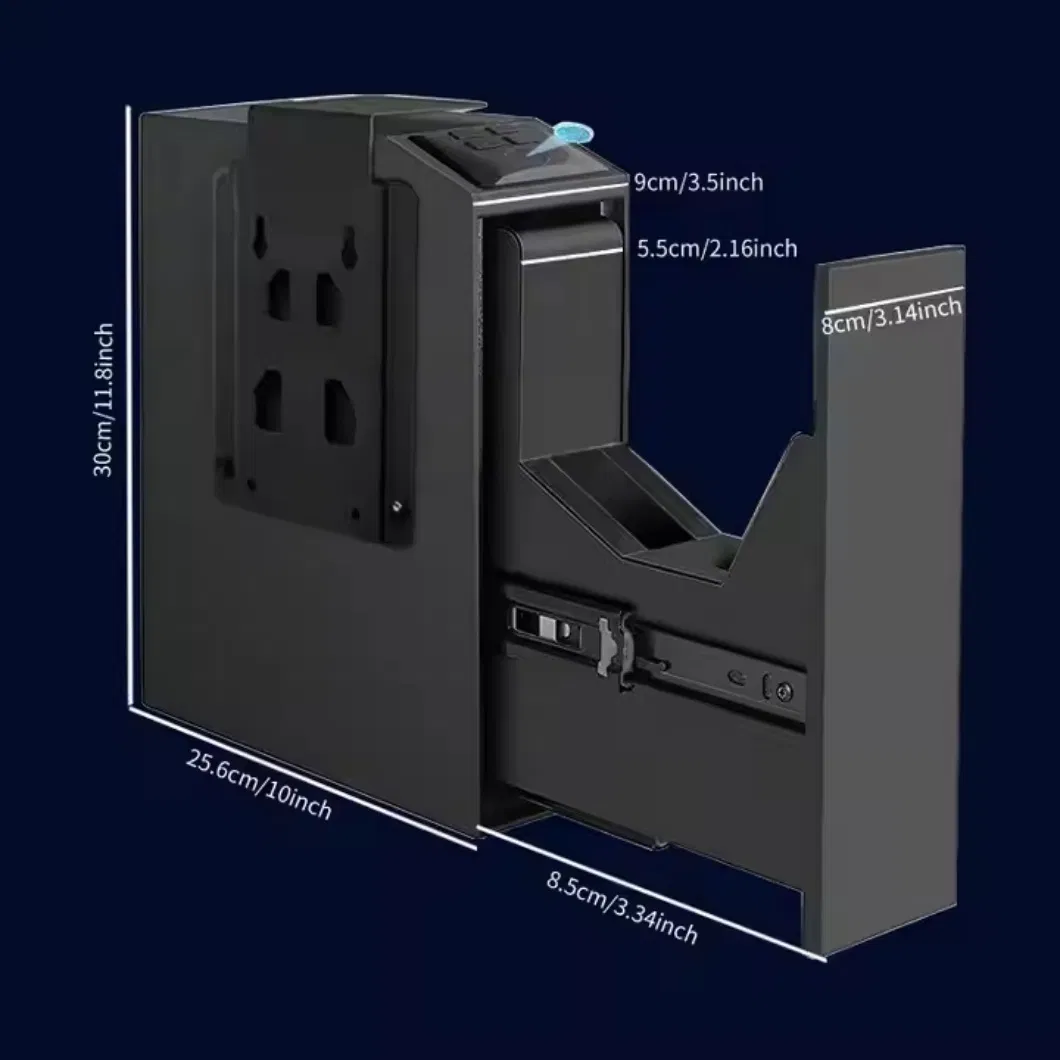 Safe Wall-Mounted Fingerprint Steel Car Portable Secure Gun Safes Locking Box for Pistols Keys Safes