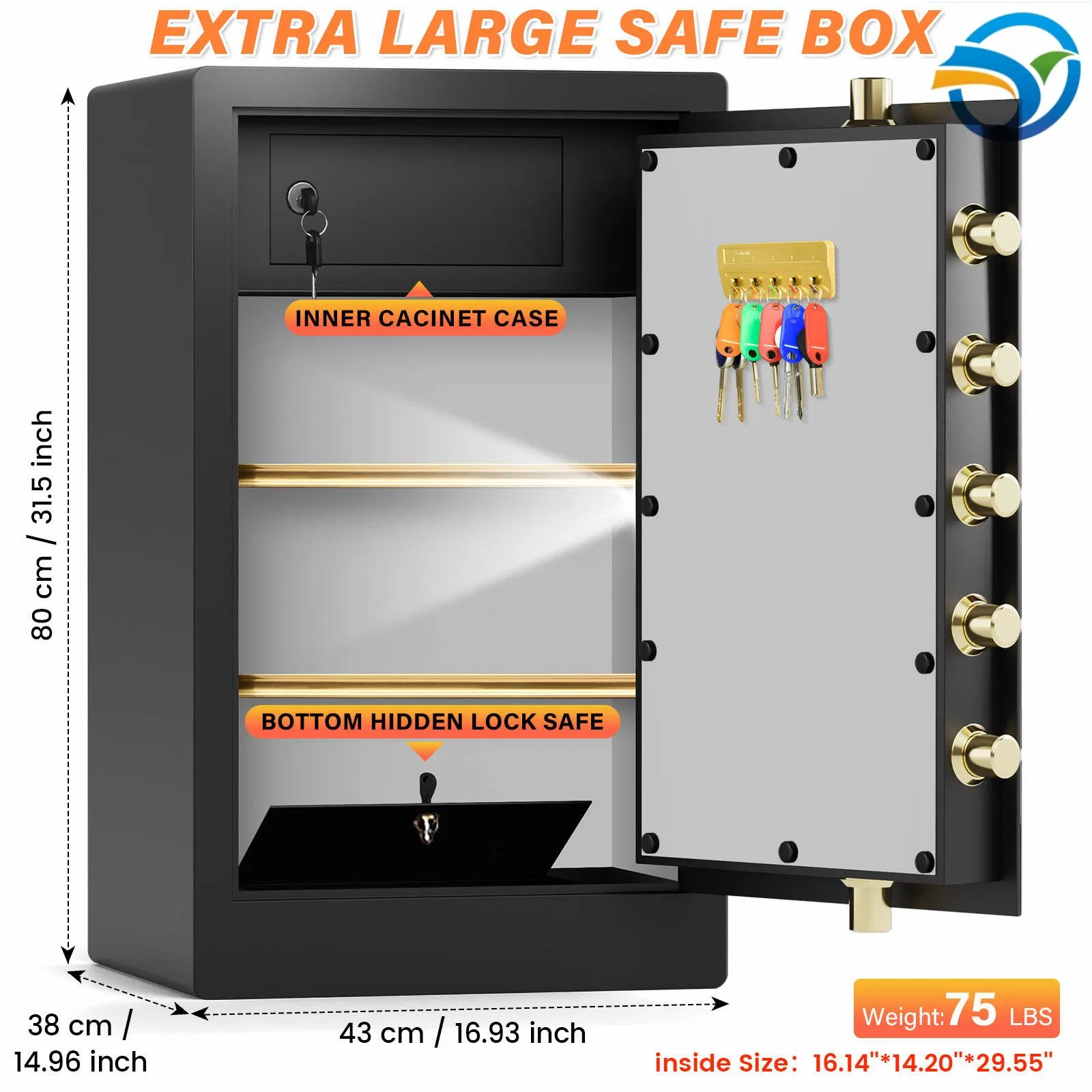 Sophisticated Electronic Digital Keypad Luxury Home Safe with Biometric Technology
