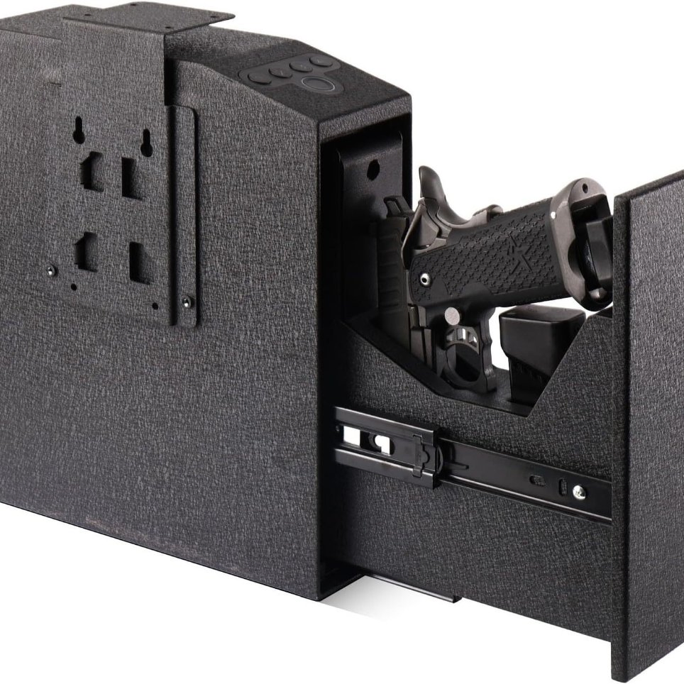 Cross-Border New Fingerprint Gun Box Blue Light Silent Home Safe Deposit Box Steel Material Password Disk