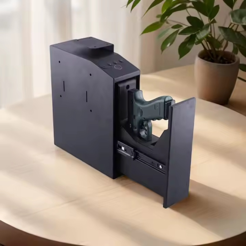 Cross-Border New Fingerprint Gun Box Blue Light Silent Home Safe Deposit Box Steel Material Password Disk
