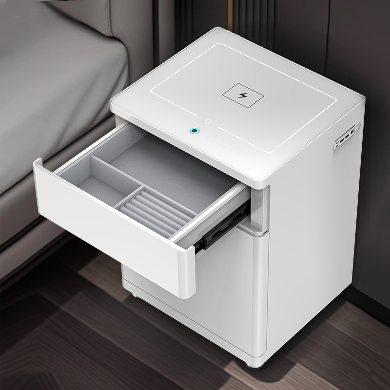Luxury Smart Nightstand Safe Wireless Charger Fingerprint Bedside Table