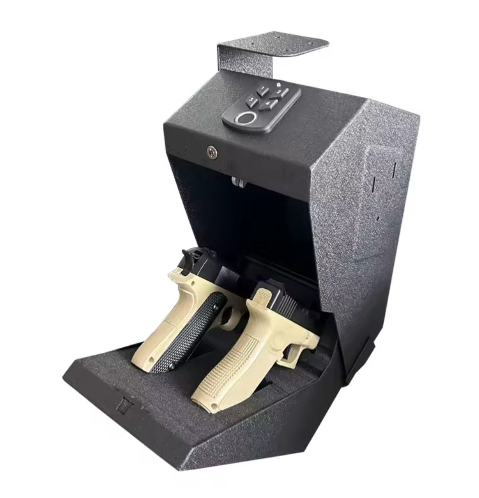 Mounted Fingerprint Gun Safe Box Quick Access Handgun Safe for Nightstand