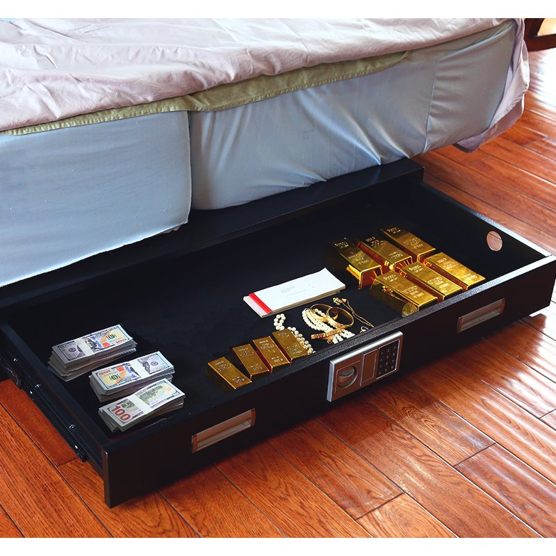 Gun Vault Storage Security Electronic Button Large Steel Bed Bottom Gun Safe Box