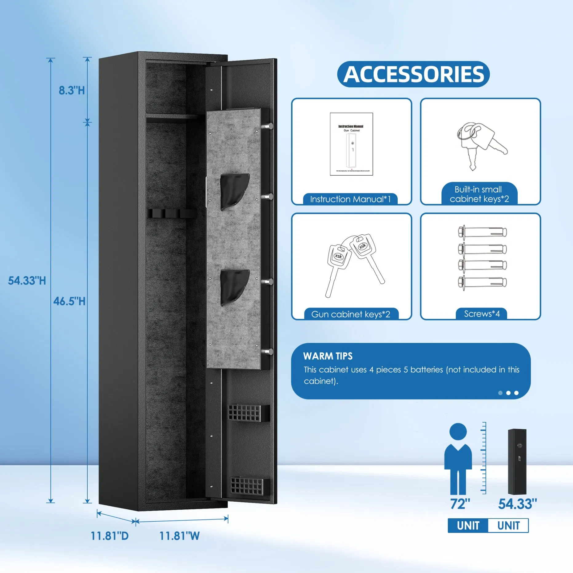 Metal Steel Case Cabinet Digital Biometric Fingerprint Gun Safe Box with Fingerprint
