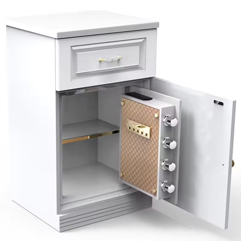 Modern Nightstand Safe Wooden Bedroom Furniture Smart Bedside Home Hotel Security Locker Safe Box