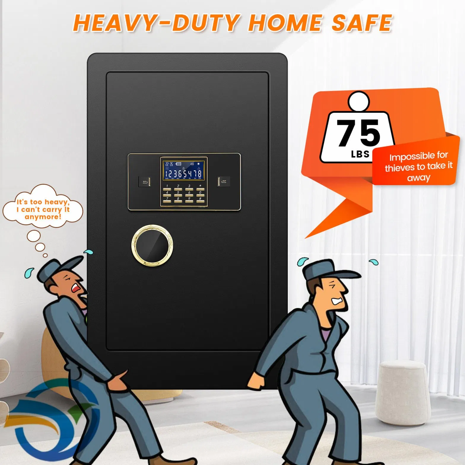 Top Tier Protection Luxury Home Safe with Electronic Fingerprint and Key Lock