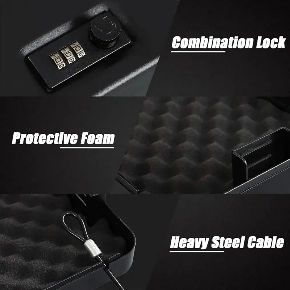 Metal Safe Box, Password Lock, High Strength Cold Rolled Steel, Portable Lock Box Safe for Car, Home, Travel, Nightstand