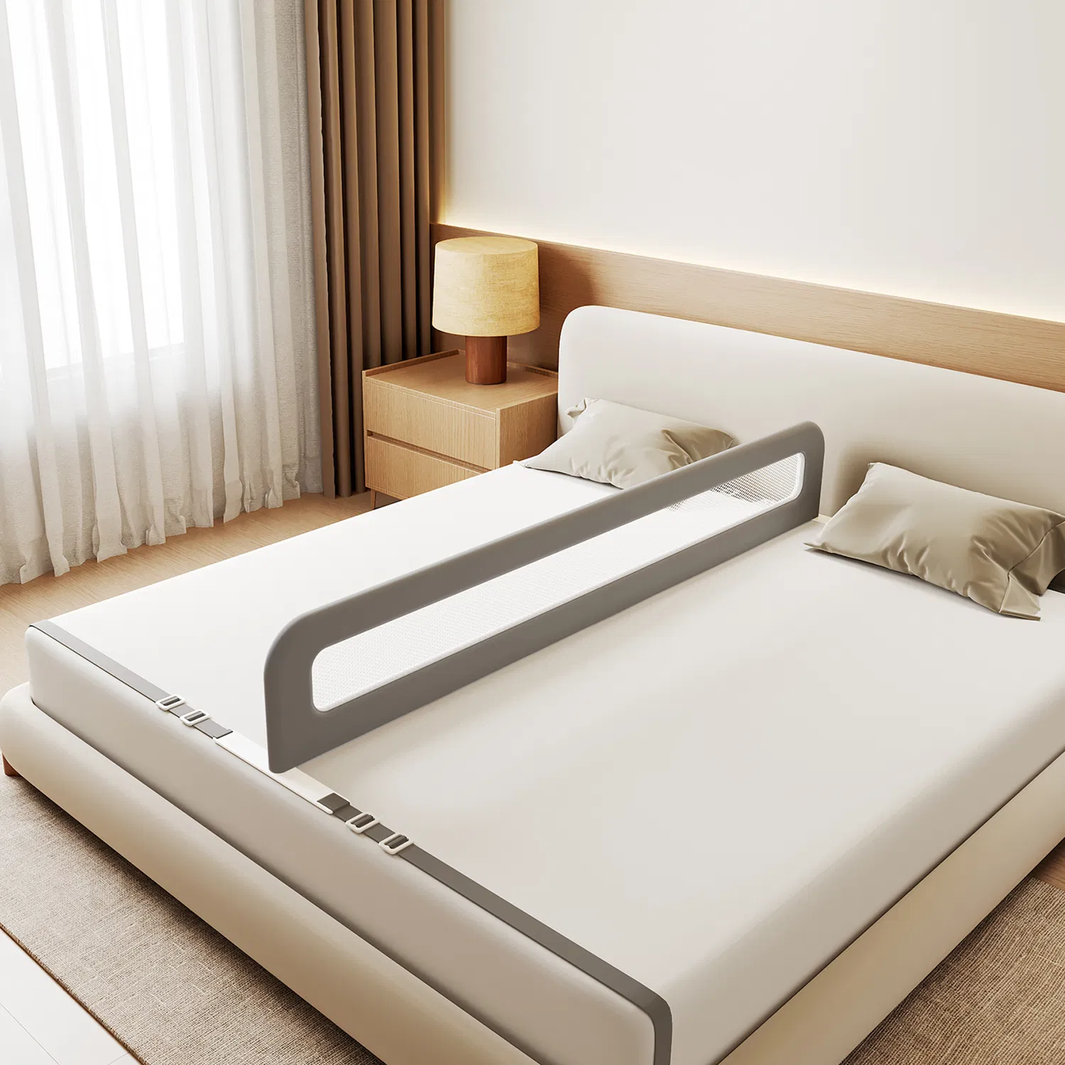 Stylish Bed Divider - Safe Fall Protection for Modern Bedroom Decor