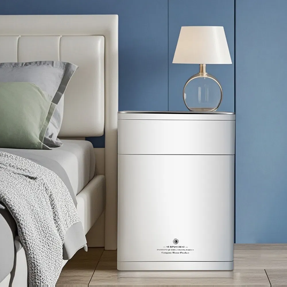 Luxury Smart Nightstand Safe Wireless Charger Fingerprint Bedside Table