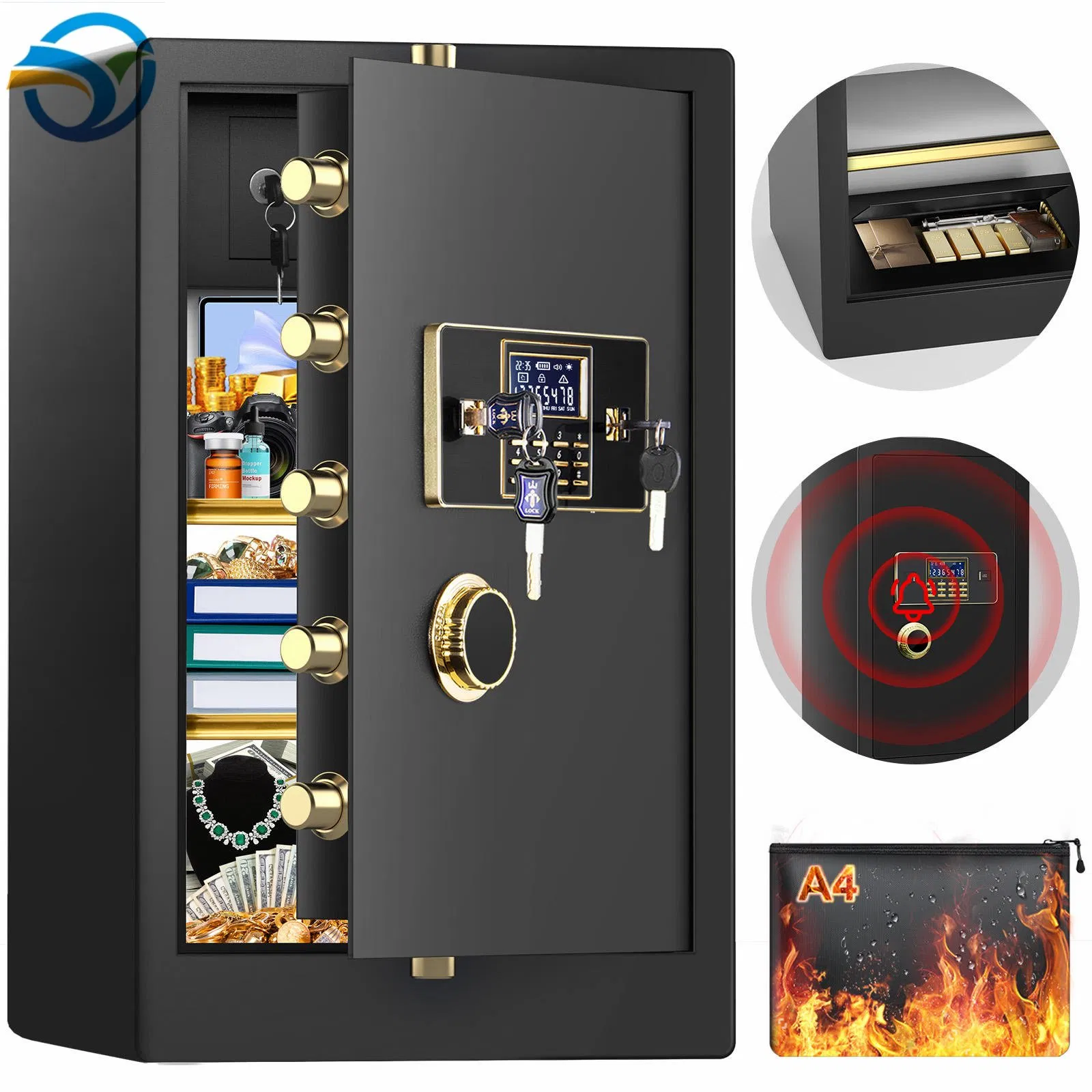 Superior Biometric Technology Luxury Home Safe with Emergency Key Access