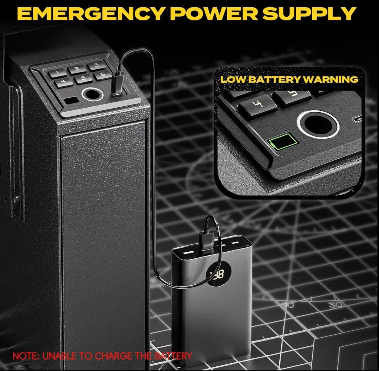 Mounted Biometric Gun Safe for Handgun, Nightstand Quick Access Hangun Safe with Auto Sliding Door Gun