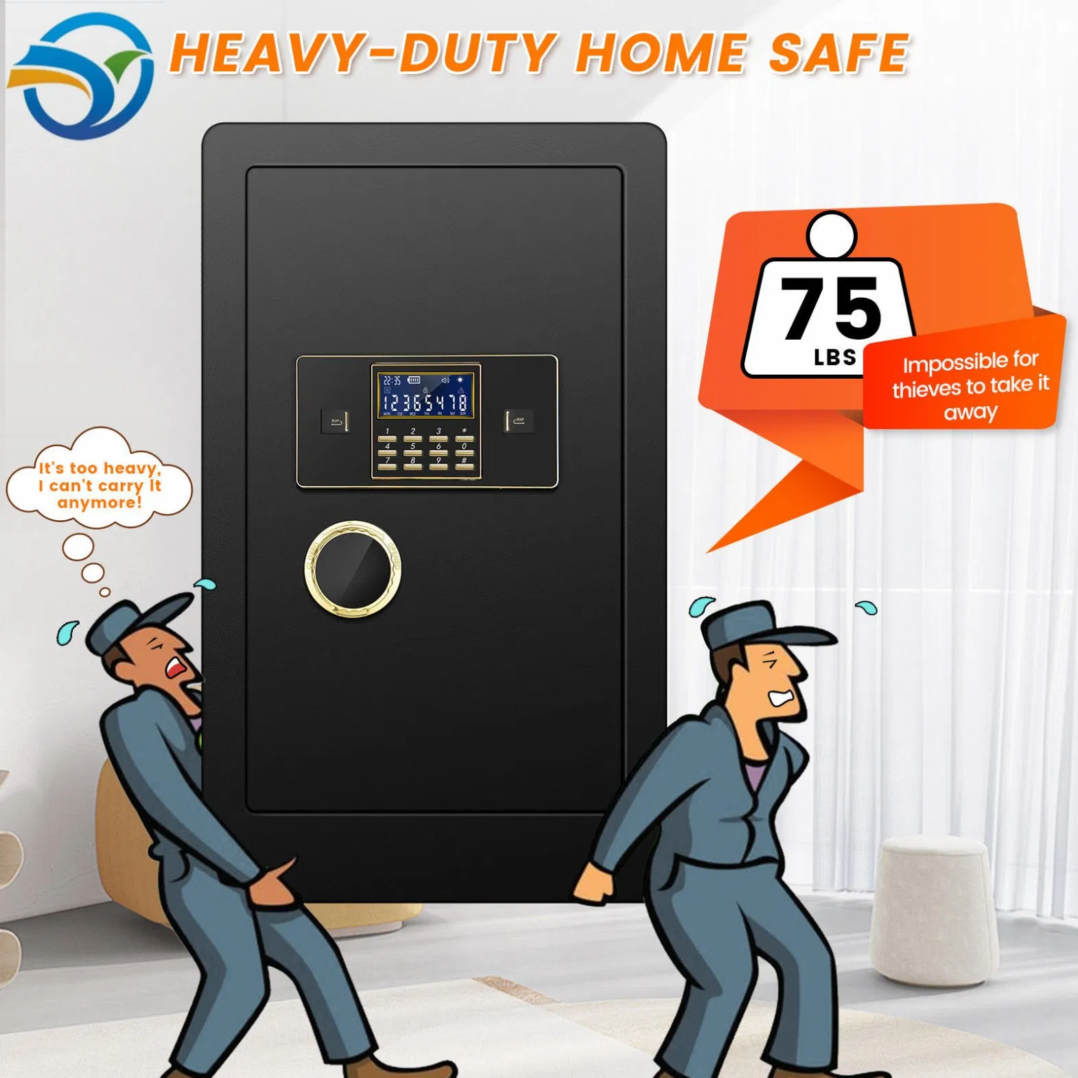 Superior Biometric Technology Luxury Home Safe with Emergency Key Access