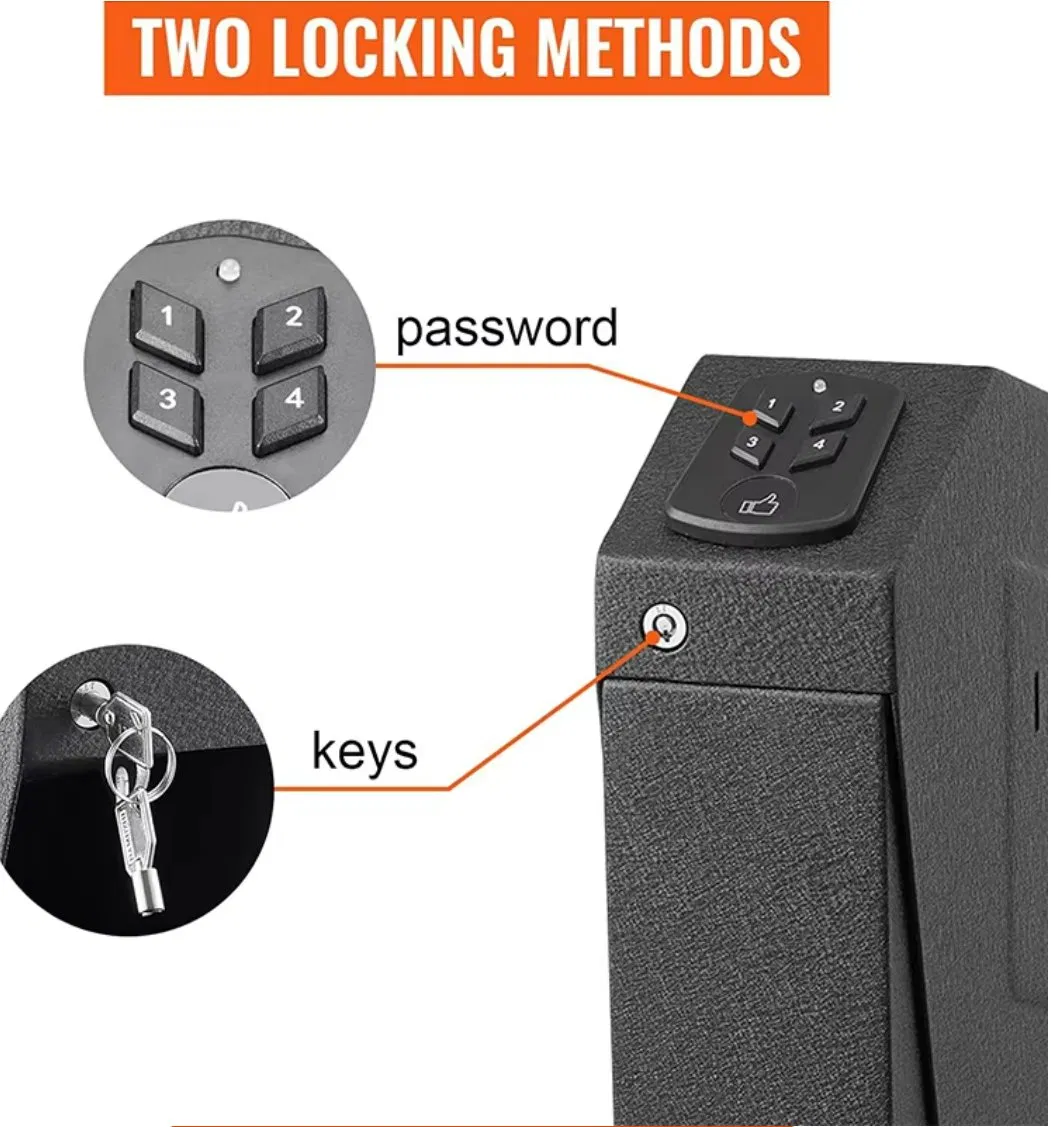 Biometric Gun Safe for Mounted, Gun Safe Box Quick Access Safe with LED Light, Fingerprint Keypad Lock Box