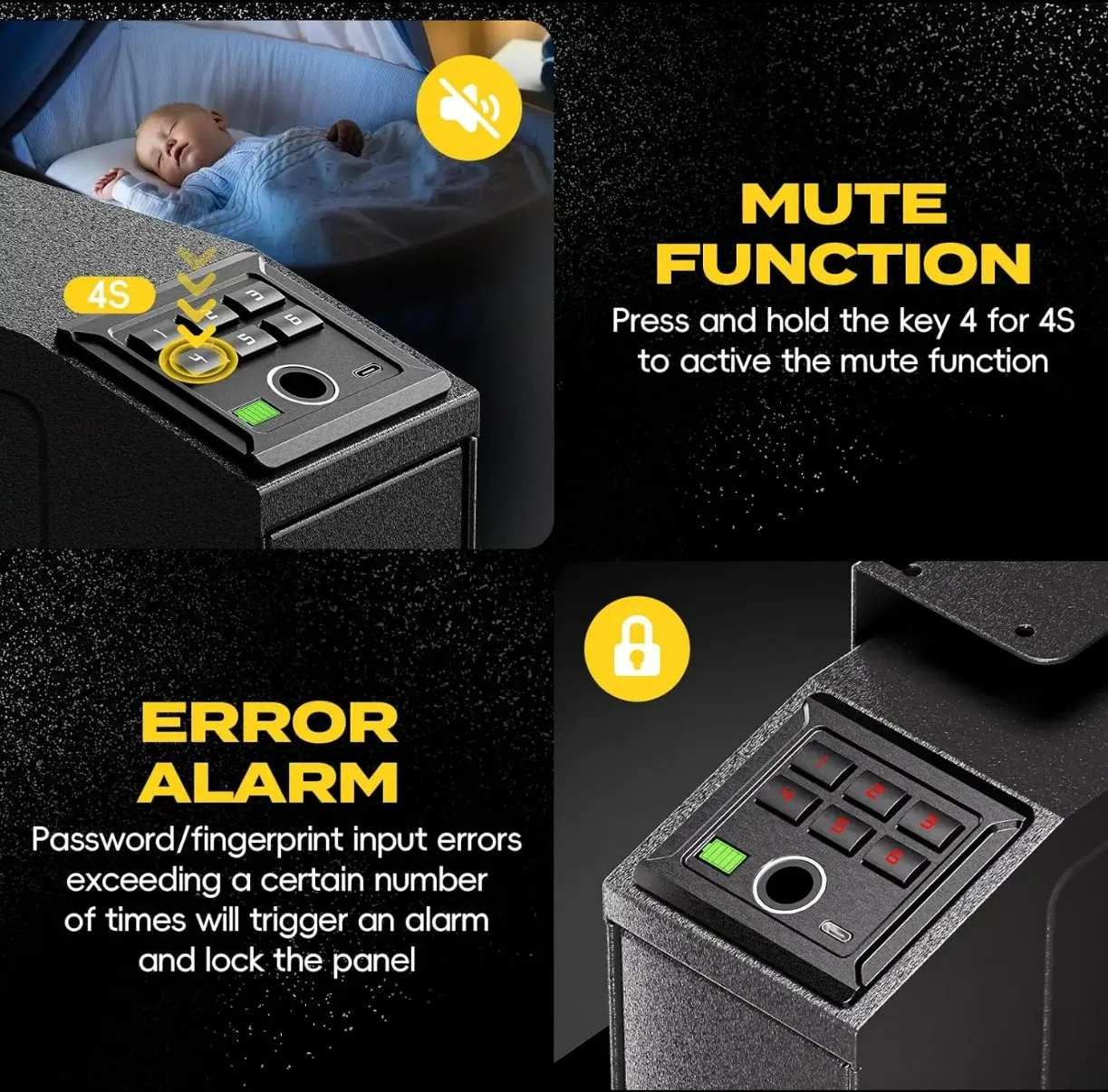 Mounted Biometric Gun Safe for Handgun, Nightstand Quick Access Hangun Safe with Auto Sliding Door Gun