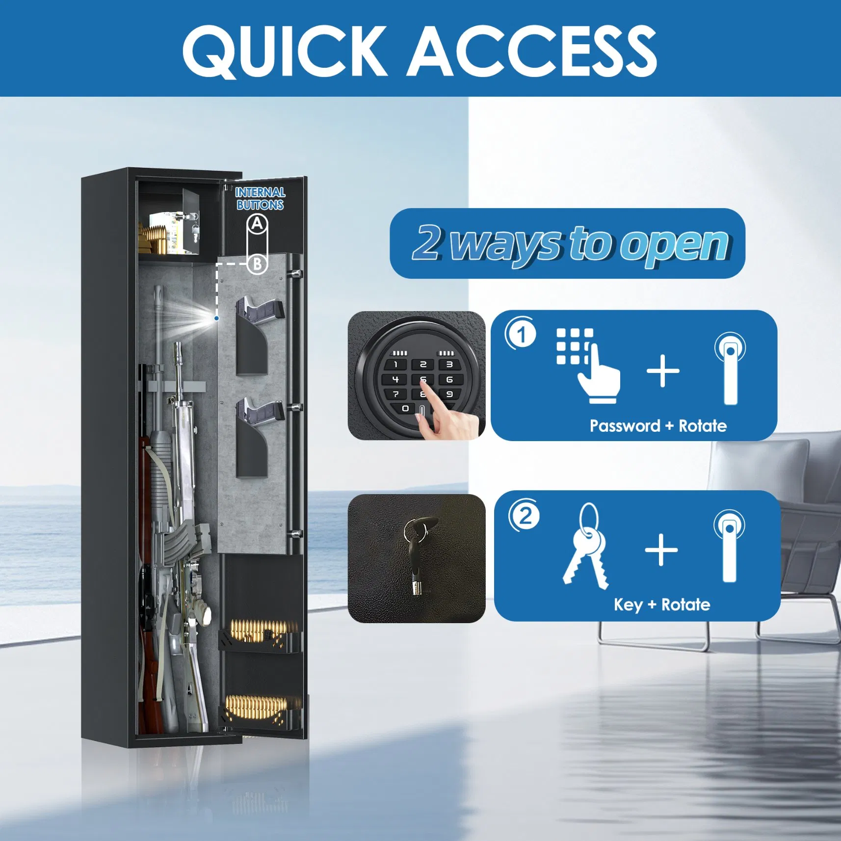 Digital Electronic Fingerprint Gun Safe Biometric Fingerprint Steel Gun Safes Gun Safe